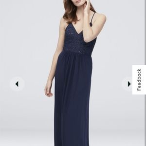 NWT David's Bridal Navy (Marine) Sequin Lace Sheath Dress Size 2/4 $37